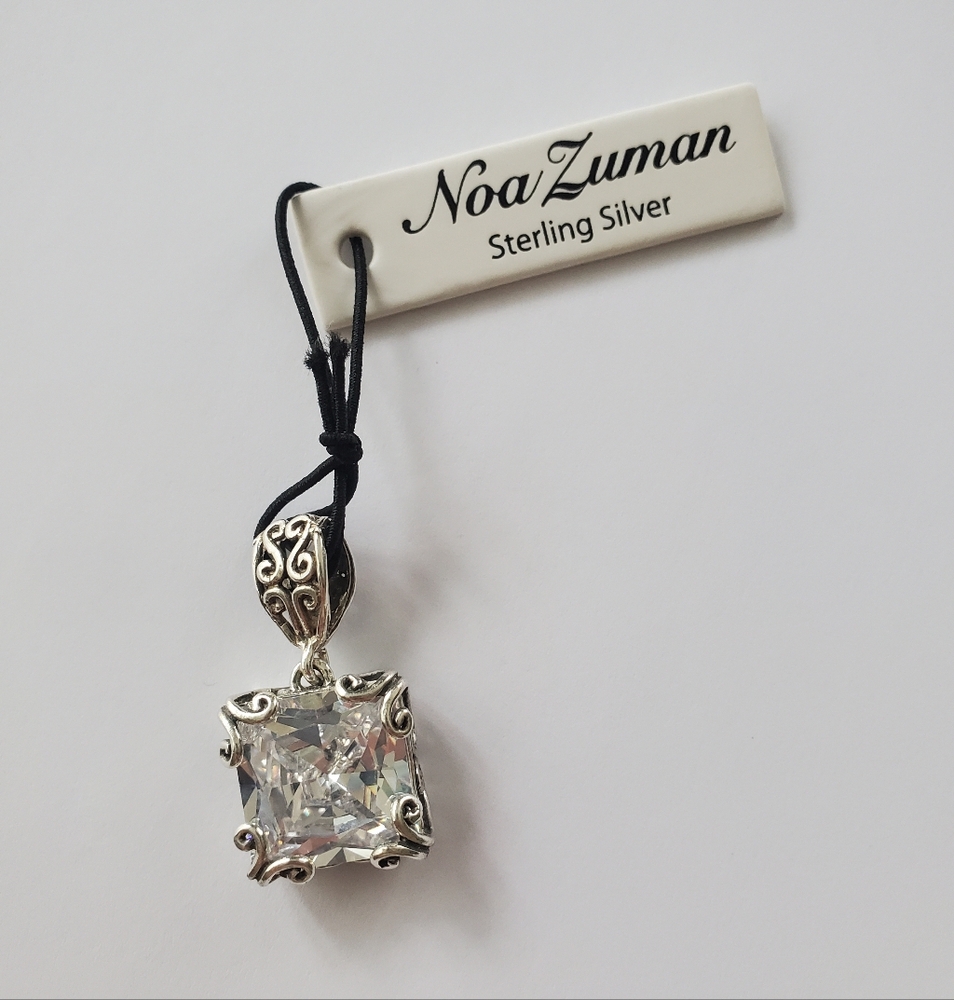 Noa Zuman Sterling Silver Pendant With Cubic Zirconia Centerpiece New